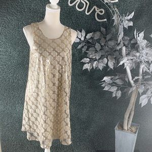 Ellison Gold & Cream Sequence Shift Dress